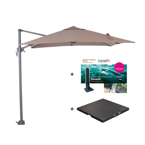 Zweefparasol Hawaii S - met voet en hoes - Taupe - 250 x 250 cm - vtwonen shop