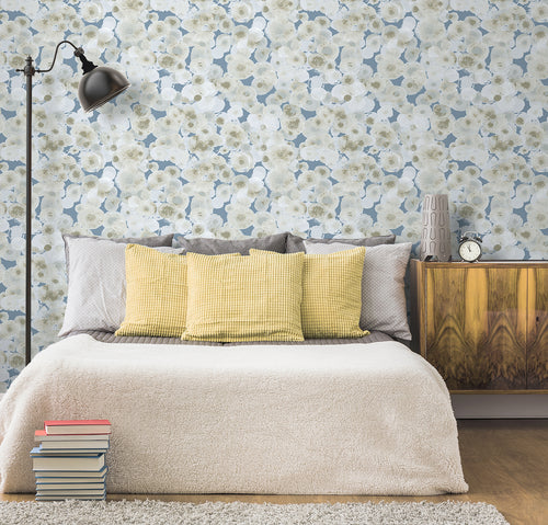 Sanders & Sanders behang aquarel luchtbellen beige en blauw - 53 cm x 10 m - 640019