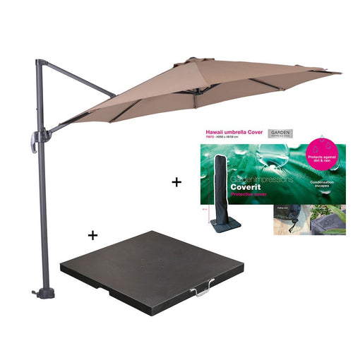 Garden Impressions zweefparasol Hawaii S taupe Ø300 cm incl 80 kg voet en hoes - vtwonen shop