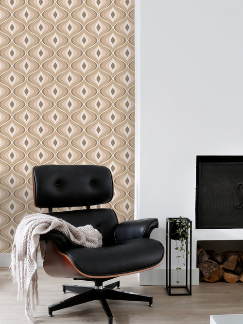 ESTAhome behang retro ornamenten beige en bruin - 50 x 900 cm - 130985 - vtwonen shop