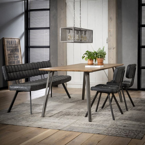 Giga Meubel Eetkamerbank Kruisstiksel - Zwart Kunstleer - 180cm