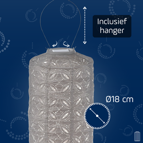 Lumiz solar lampion - mandela cylinder - 18 cm - licht taupe - vtwonen shop