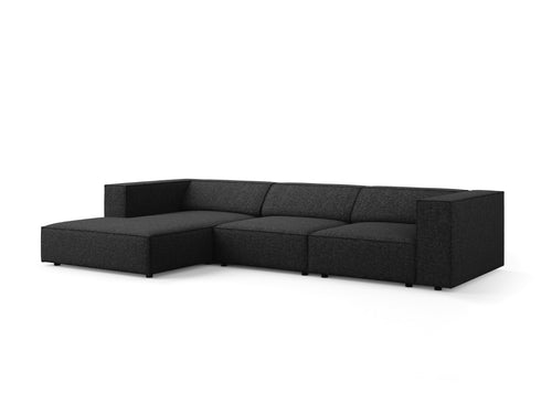 Cosmopolitan Design linker hoekbank Arendal 4-zits, chenille, zwart - 166x284x70cm
