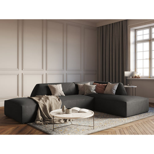 Cosmopolitan Design - Modulaire hoekbank rechts Siena 4-zits, ribfluwelen donkergrijs - 180x273x69cm