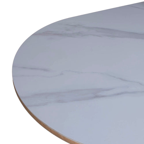 Giga Meubel Eettafel Alba - Wit Keramiek/Naturel - 200x90x77cm