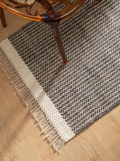 benuta wollen loper Kim - zwart/wit - 80x250 cm