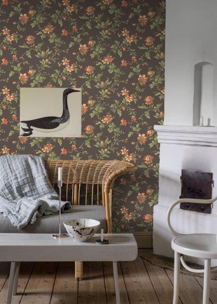 Borastapeter behang vintage bloemen bruin en groen - 53 cm x 10.05 m - 660055 - vtwonen shop