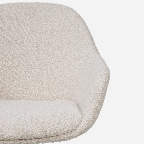 Nolon Nora-Mae Eetkamerstoel Bouclé Beige - Armleuning - Witte Poten
