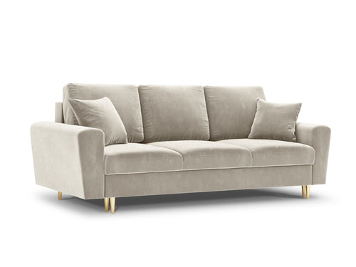 Cosmopolitan Design Slaapbank met opbergdoos Kyoto 3-zits, flueel, lichtbeige - 100x235x88cm