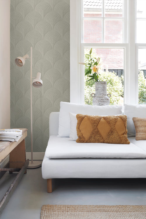 ESTAhome behang 3D-motief vergrijsd groen - 50 x 900 cm - 131111 - vtwonen shop