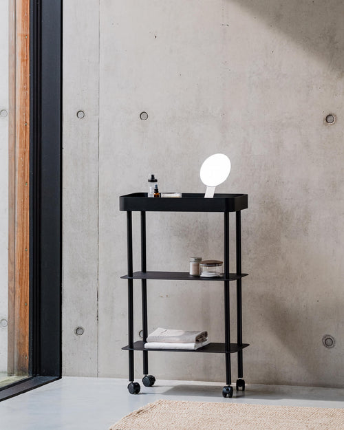 noo.ma Nolle Console 3-tier - compacte metalen sidetable, Vulcano Black