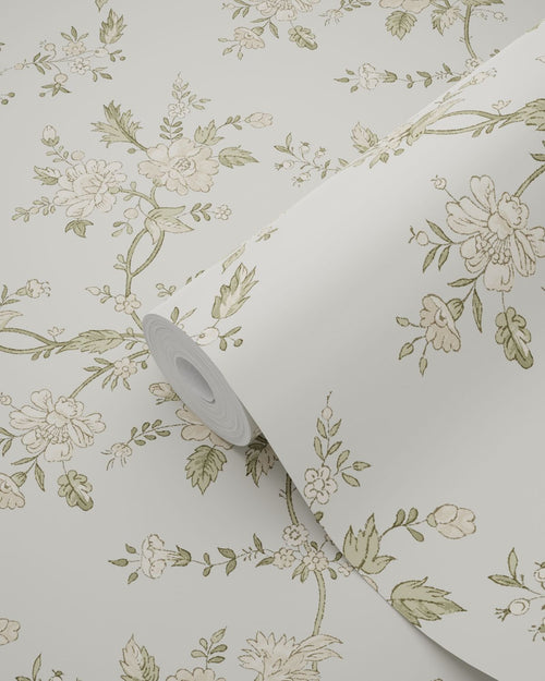 ESTAhome behang vintage bloemen lichtblauw en groen - 50 x 900 cm - 132208