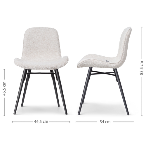 Nolon Nova-Fé Eetkamerstoel Bouclé Beige - Stof - Zwarte Poten