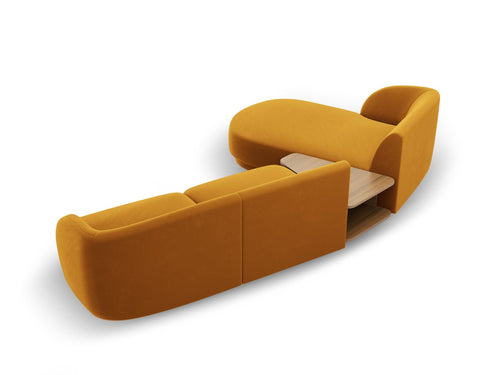 Micadoni linker modulaire bank Miley 3-zits, flueel, geel - 178x303x70cm
