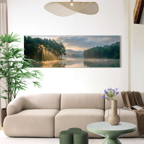 Reinders schilderij Ochtendzon op het meer - 52x156cm