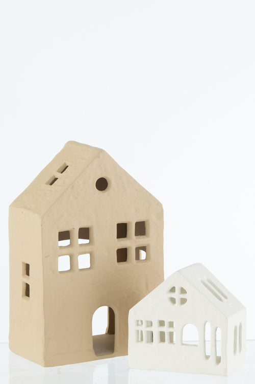 J-Line theelichthouder Huis Agra - aluminium - wit