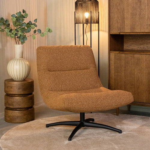 LABEL51 Fauteuil Calix - Oranje Bouclé - Draaibaar - vtwonen shop