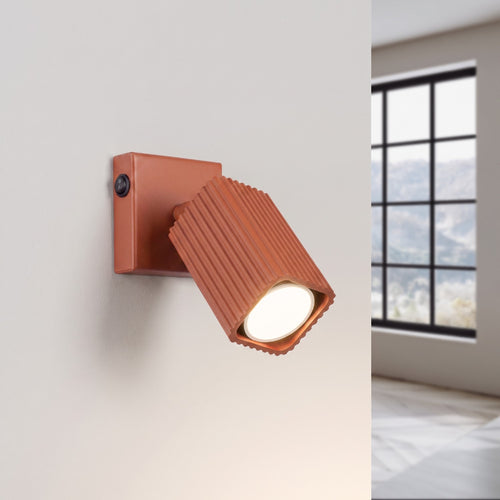 Sollux Lighting Wandlamp RAYO rode oker met schakelaar - 8x16x16cm