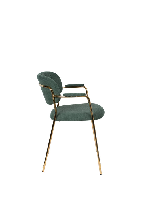 Housecraft Living Jolien Eetkamerstoelen armleuning Goud/Dondergroen - Set van 2 - vtwonen shop