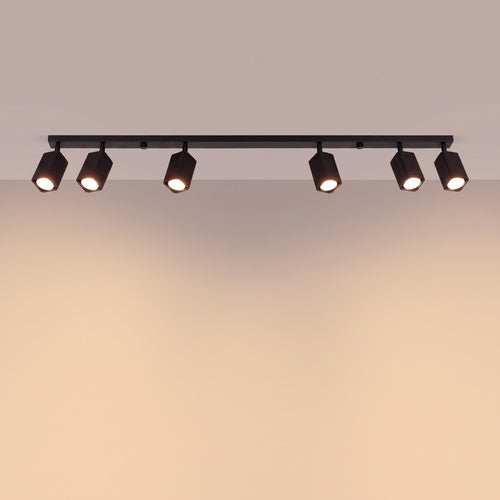 Sollux Lighting Plafondlamp RAYO 6L zwart - 117x6x16,5cm