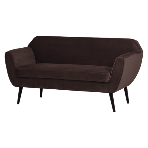 WOOOD bank 150 cm Rocco - Velvet - Donkerbruin - 75x150x82