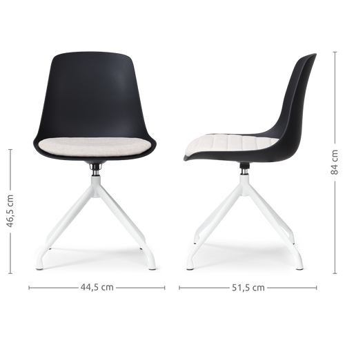 Nolon Nola-Liv Eetkamerstoel Zwart - Beige - Draaibaar - Wit - vtwonen shop