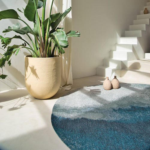 Louis De Poortere binnen & buiten machinewasbaar vloerkleed Meditation Lagoon van 70% gerecycled PET - blauw - 290x290cm