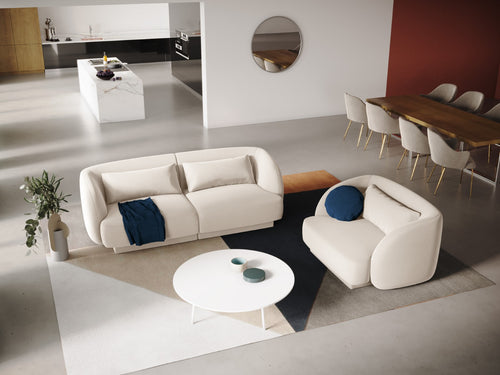 Cosmopolitan Design Fauteuil Tulum flueel, lichtbeige - 90x103x70cm