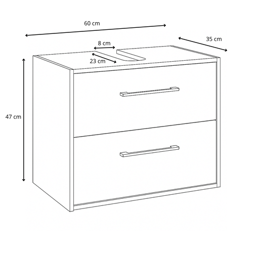 Badplaats Wastafelkast Set Florence 60 x 35 cm – Walnoot Bruin – Badmeubel met Spiegelkast en Kolomkast