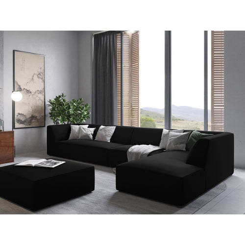 Cosmopolitan Design - Poef Siena flueel zwart - 93x93x40cm
