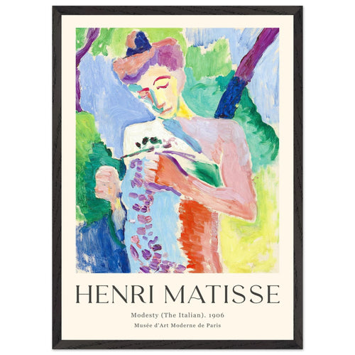 Artfulprints Poster met Lijst Matisse - Modesty 1906   - 50x70 cm - Meerkleurig