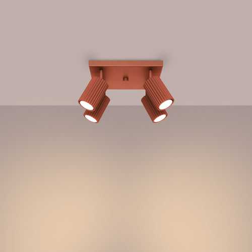 Sollux Lighting Plafondlamp KARBON 4 rood oker - 25x25x16,5cm