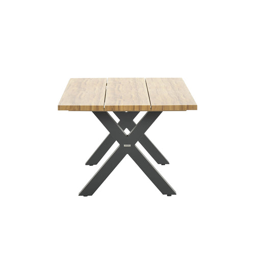 Zeus dining tafel - 180x100 cm - carbon black - teak look - vtwonen shop