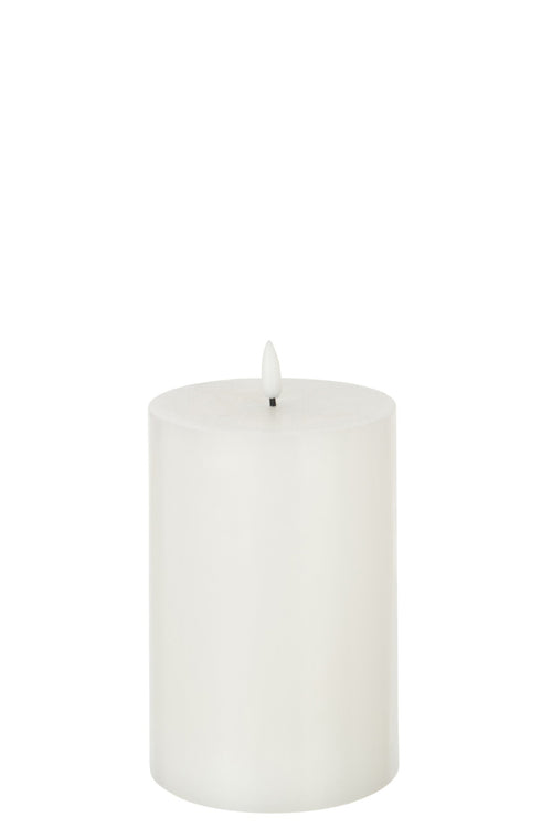 J-Line cilinderkaars - wit - medium - LED lichtjes