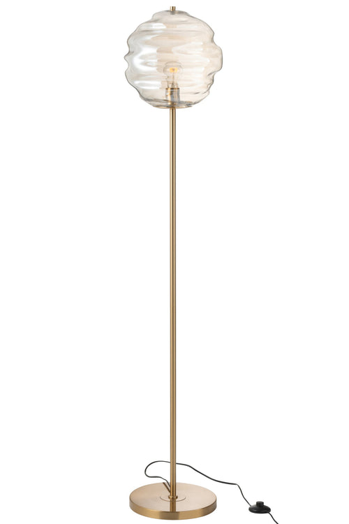 J-Line vloerlamp Bijenkorf - glas - licht cognac
