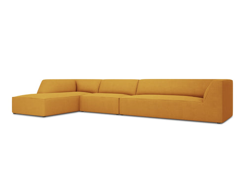 Micadoni linker hoekbank Ruby 5-zits, structurele stof, geel - 180x366x69cm