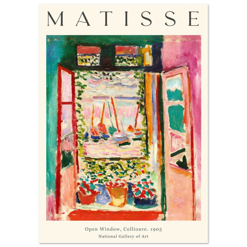 Artfulprints Poster Matisse - Open window collioure 1905   - A4 21x29.7 cm - Meerkleurig