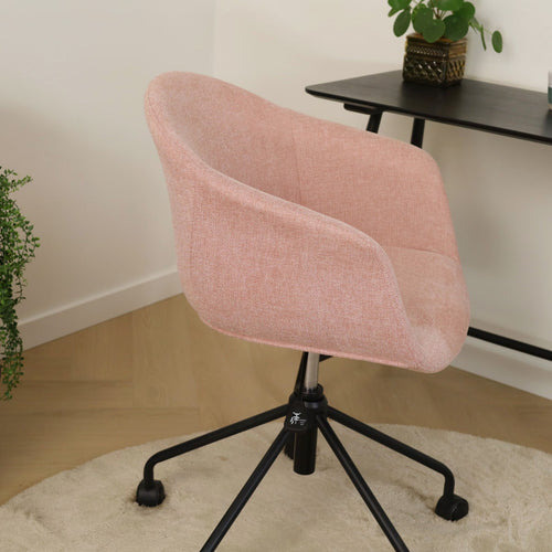 Nolon Nout-Otis Bureaustoel Zacht Roze - Armleuningen - Zwart - vtwonen shop
