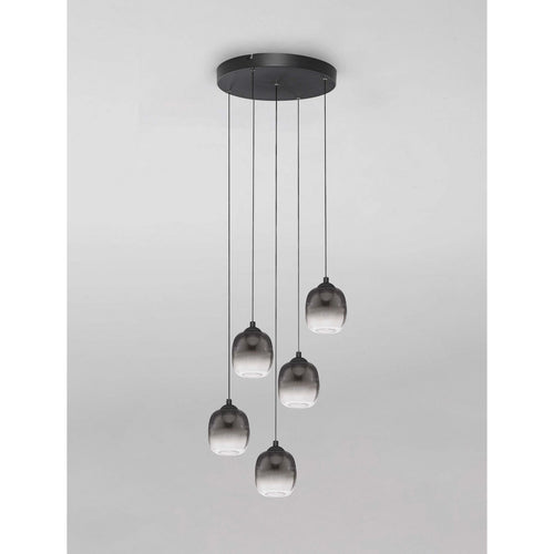 Nova Luce KITA Hanglamp met clusterontwerp, rookgrijs/zandzwart, Triac dimbare LED, 28W, 2222lm, 3000K