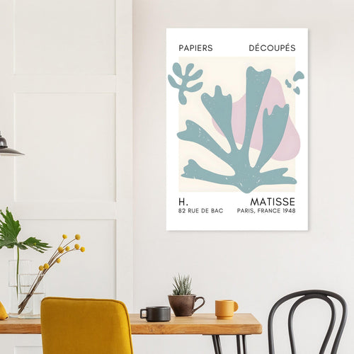 Artfulprints Poster met Lijst Matisse – Abstract bloom turquoise   - 50x70 cm - Turquoise