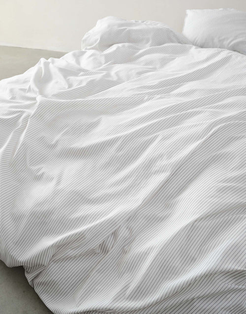Marc O'Polo Classic fine stripe dekbedovertrek - Lits-Jumeaux XL – 260x200/220 cm - Grey mist