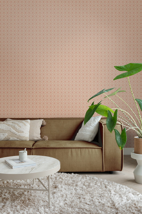 Borastapeter behang tegelmotief terracotta roze - 53 cm x 10.05 m - 660068 - vtwonen shop