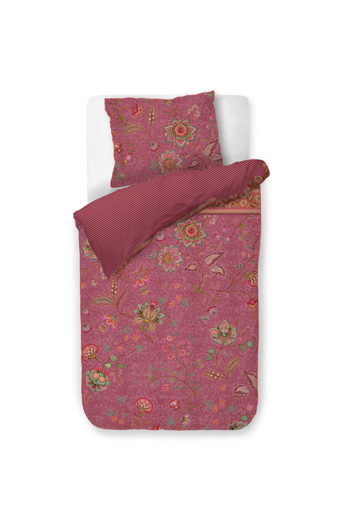 Pip Studio Dekbedovertrek Mumbai Evening - 140 x 200/220 cm - Donker roze