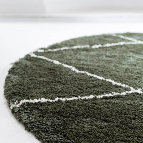 Interieur05 Berber Rond vloerkleed hoogpolig Groen/Cream - scandinavisch - nea