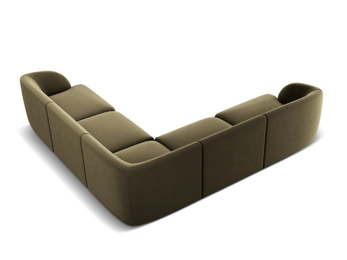 Micadoni Symmetrische hoekbank Miley 5-zits, flueel, groente - 255x255x70cm