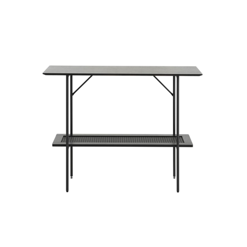 Rebellenclub Sidetable Berley - 100 x 37 cm - Zwart met Rattan