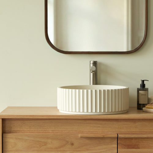 Tikamoon Ronde cementen wastafel cream ∅ 36 cm - Beige