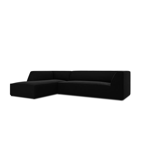 Cosmopolitan Design - Modulaire hoekbank links Siena 4-zits, flueel zwart - 180x273x69cm