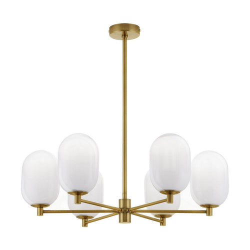 Nova Luce BALOR Hanglamp met meerdere armen, wit, messing goud, LED G9 6x5W