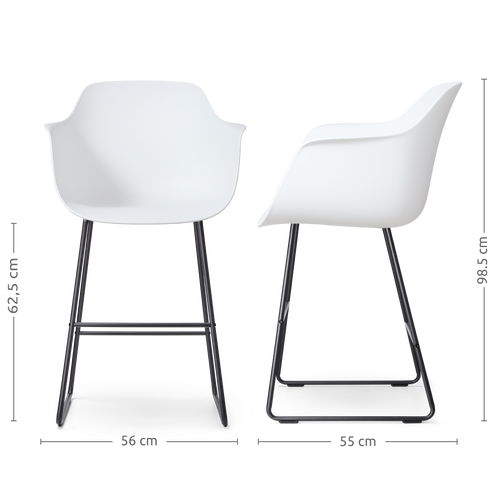 Nolon Nino-Puk barkruk wit - zwart onderstel - 65 cm - set van 2